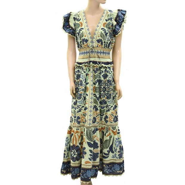 Farm Rio Anthropologie Ocean Tapestry Suzani Midi Dress