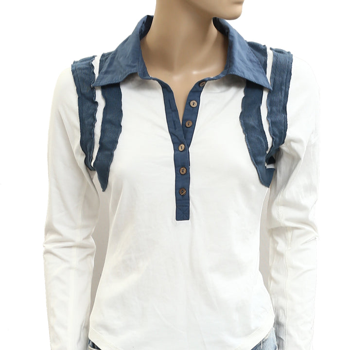 Free People Wednesday Polo Tee Blouse Top