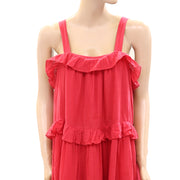 Cover Story Red Tiered Mini Slip Dress