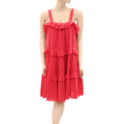 Cover Story Red Tiered Mini Slip Dress