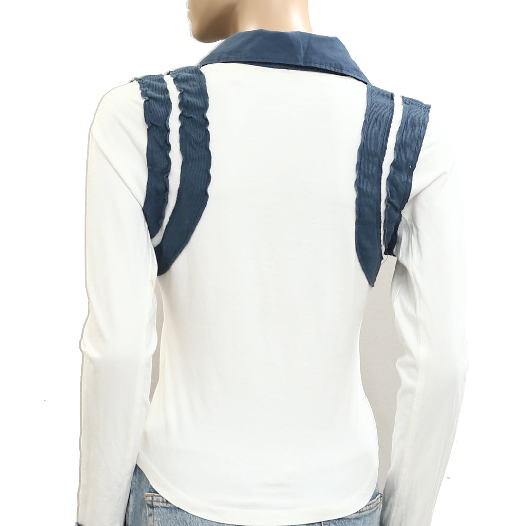 Free People Wednesday Polo Tee Blouse Top