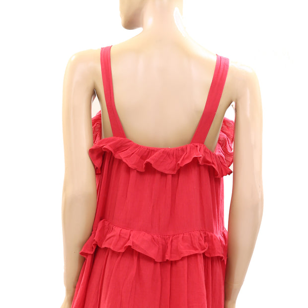 Cover Story Red Tiered Mini Slip Dress