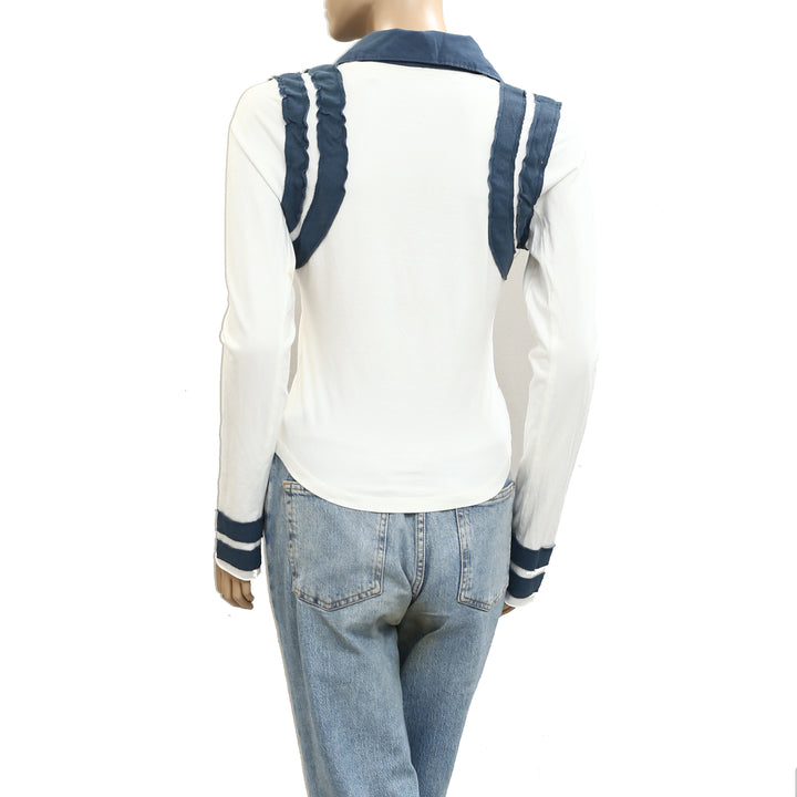 Free People Wednesday Polo Tee Blouse Top