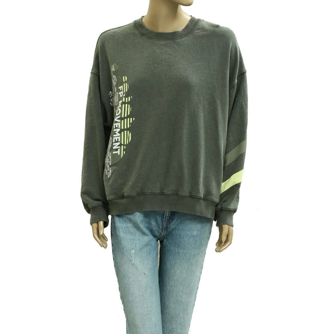 Free People FP Movement All Star Buti Logo Pullover Sweatshirt Top