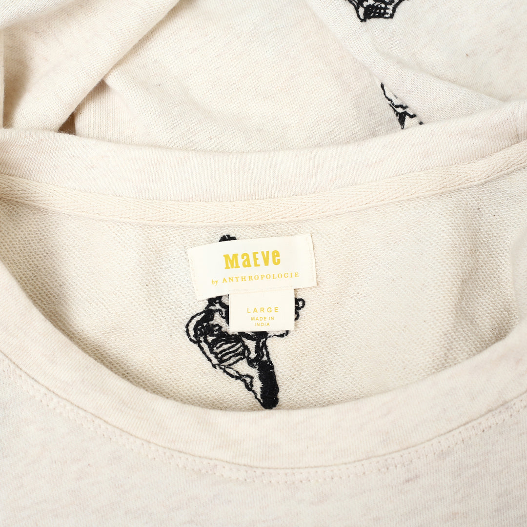 Anthropologie Maeve Embroidered Shell Short-Sleeve Sweatshirt Top