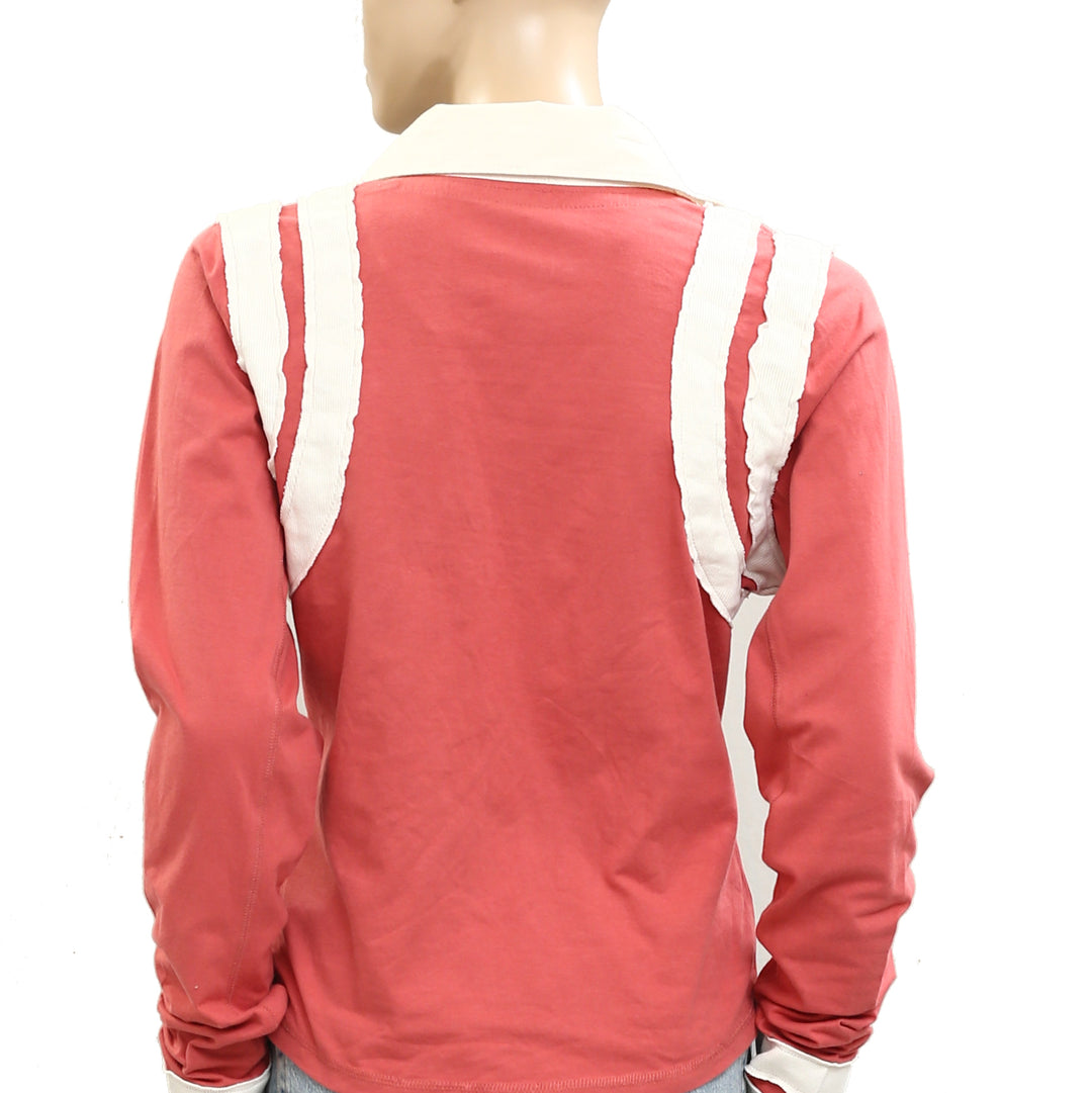 Free People Wednesday Polo Tee Blouse Top