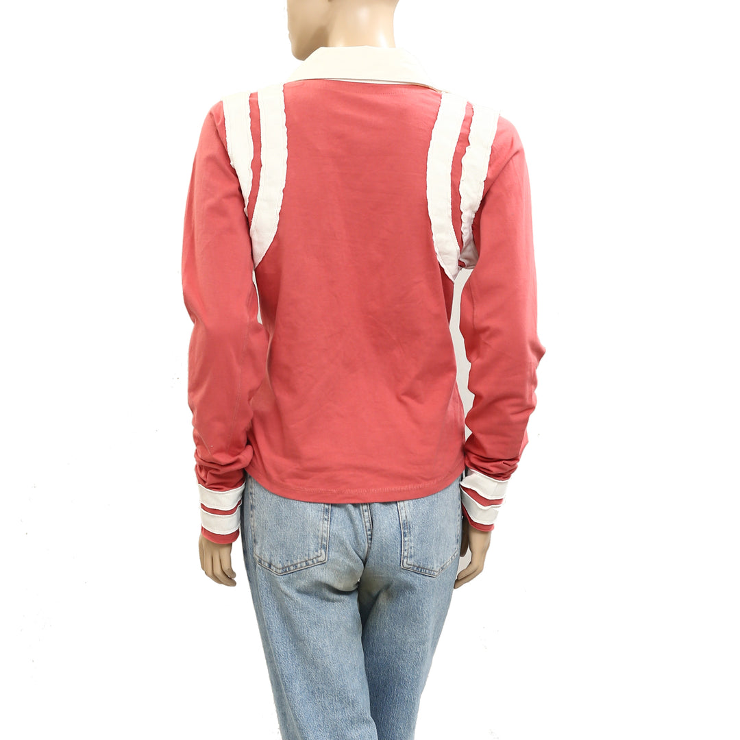 Free People Wednesday Polo Tee Blouse Top