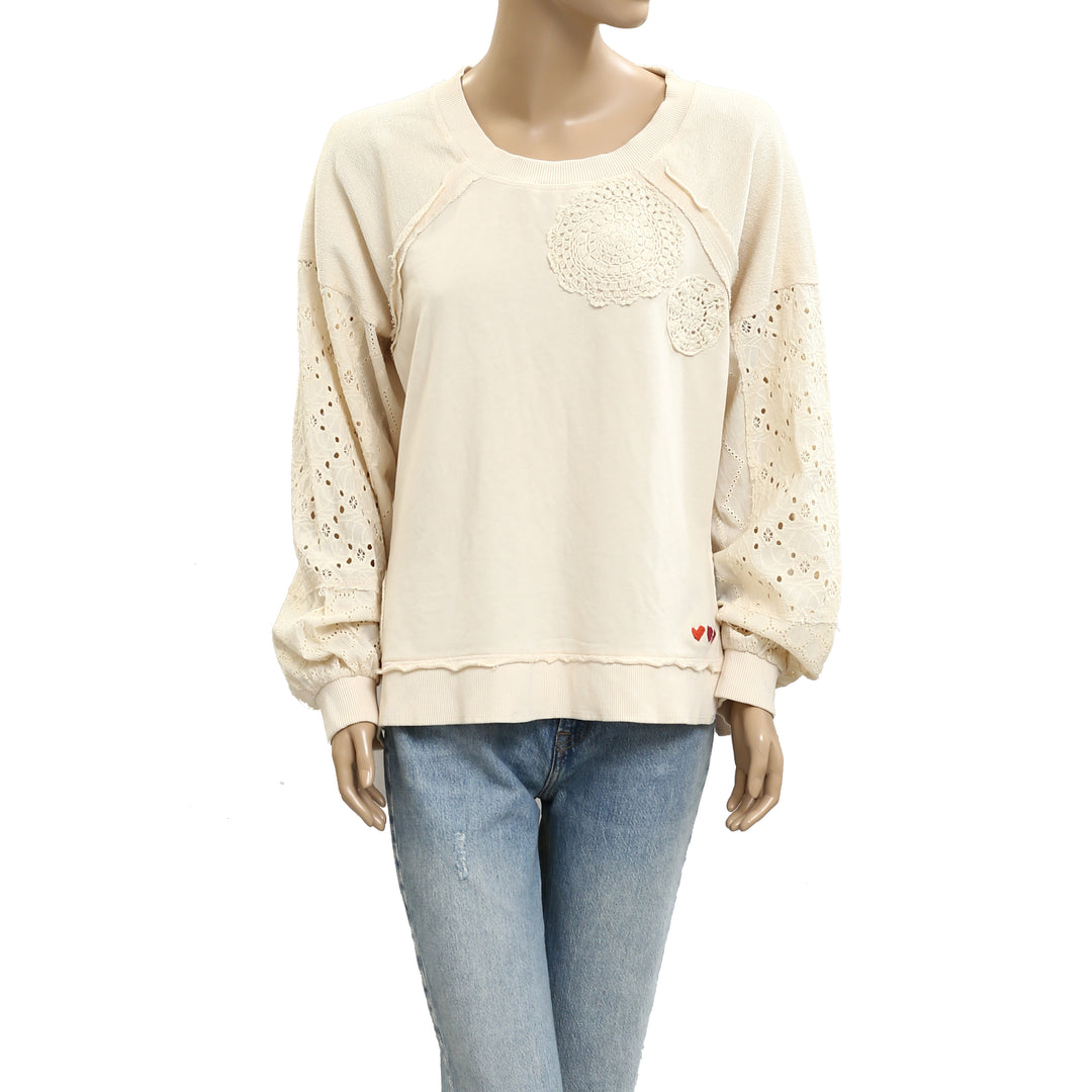 Anthropologie Pilcro Doily Sweatshirt Top