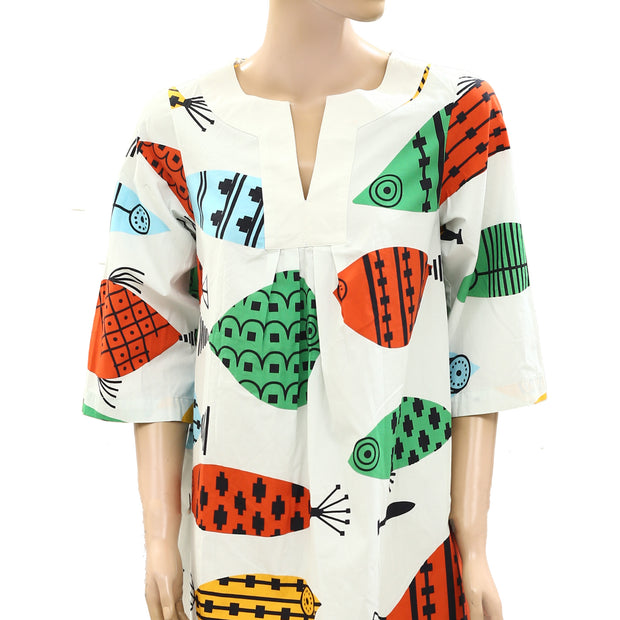 Frances Valentine Fish Printed Mini Dress