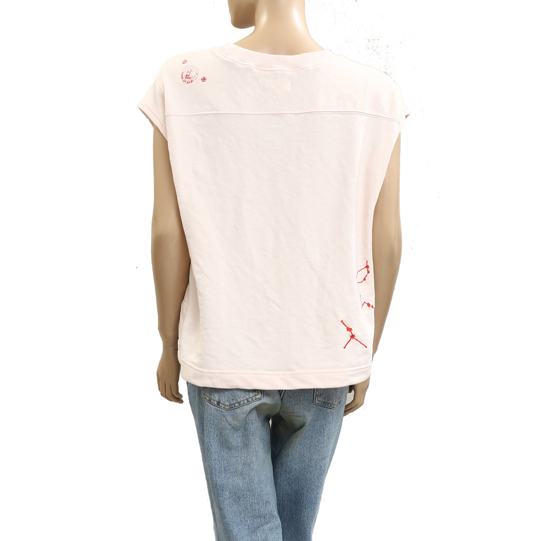 By Anthropologie Embroidered Côte d'Azur Pullover Top