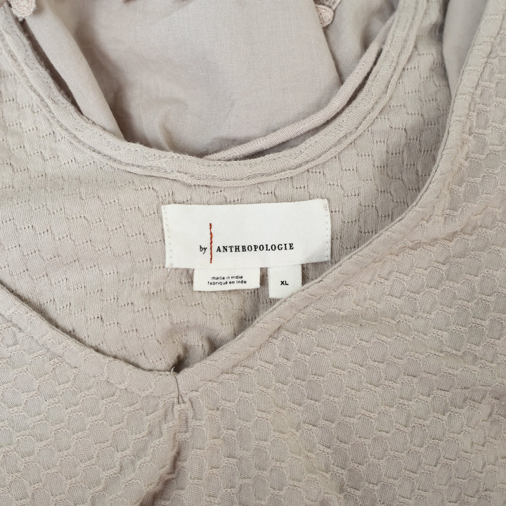 By Anthropologie Ruffle-Sleeve Tiered V-Neck Blouse Top