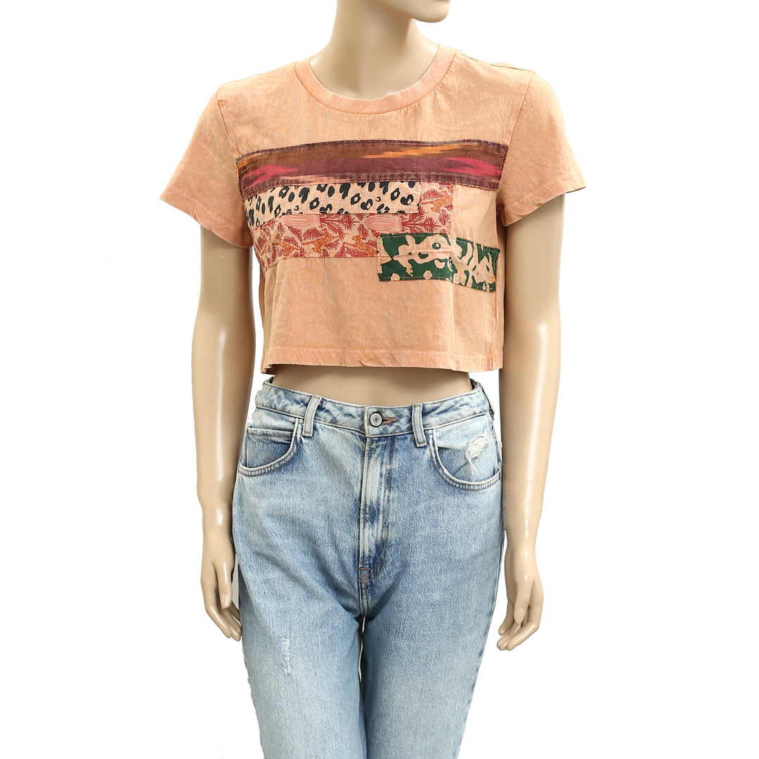 Urban Outfitters Peach Cropped Blouse Tee Top