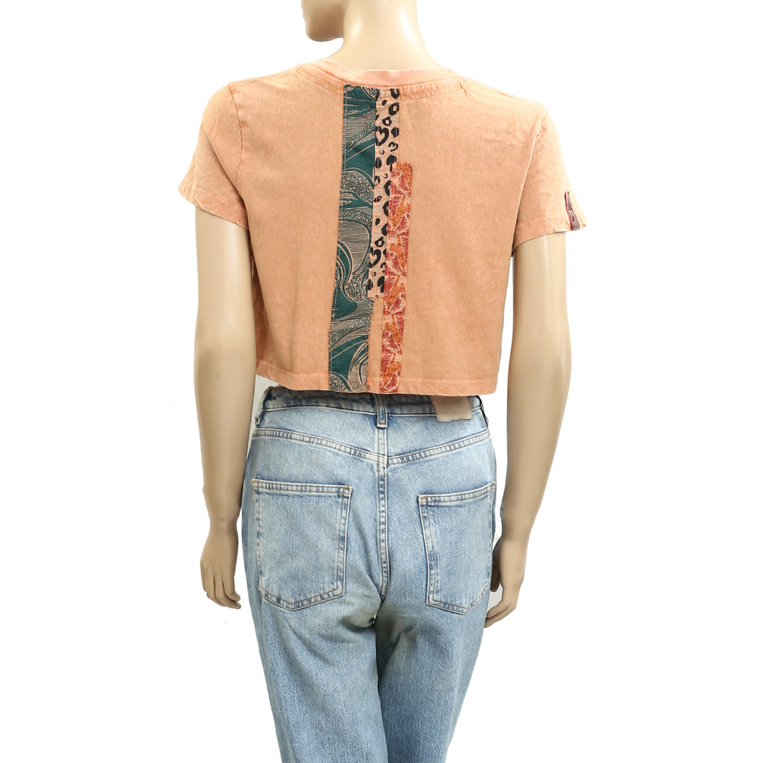Urban Outfitters Peach Cropped Blouse Tee Top