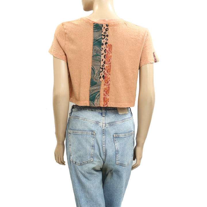 Urban Outfitters Peach Cropped Blouse Tee Top