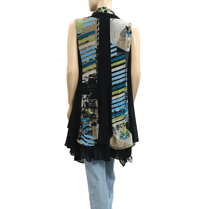 VTG Aris. A Abstract Printed Kimono Jacket Tunic Top