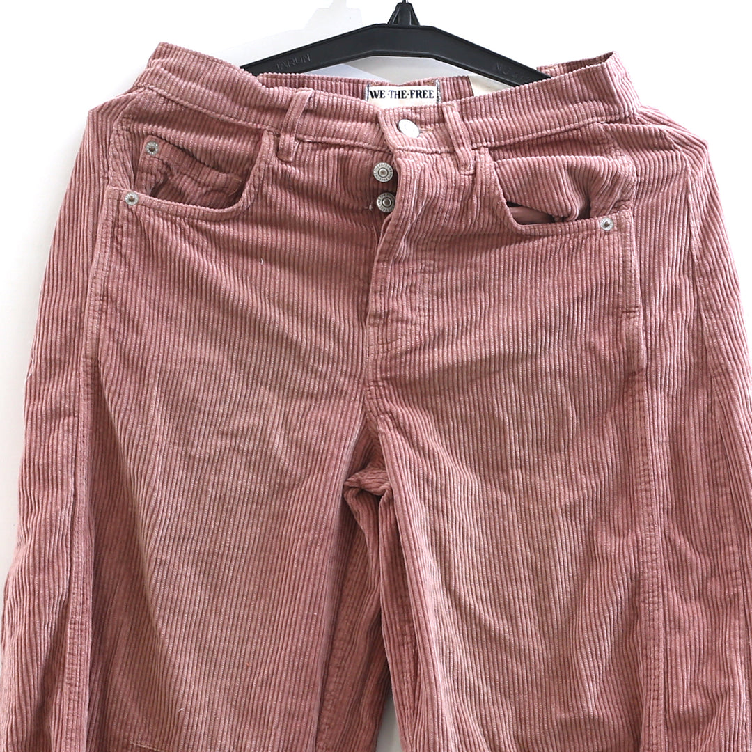 Free People We The Free Good Luck Mid-Rise Cord Barrel Jeans Pants