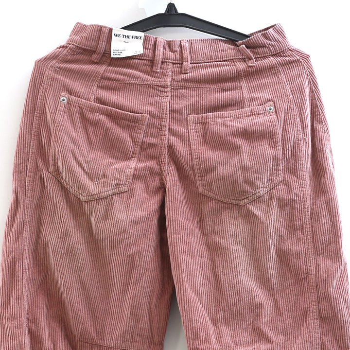 Free People We The Free Good Luck Mid-Rise Cord Barrel Jeans Pants