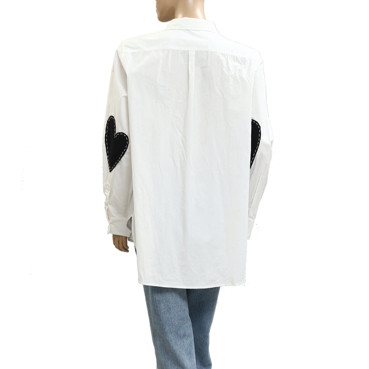 Kerri Rosenthal White Buttondown Shirt Tunic Top