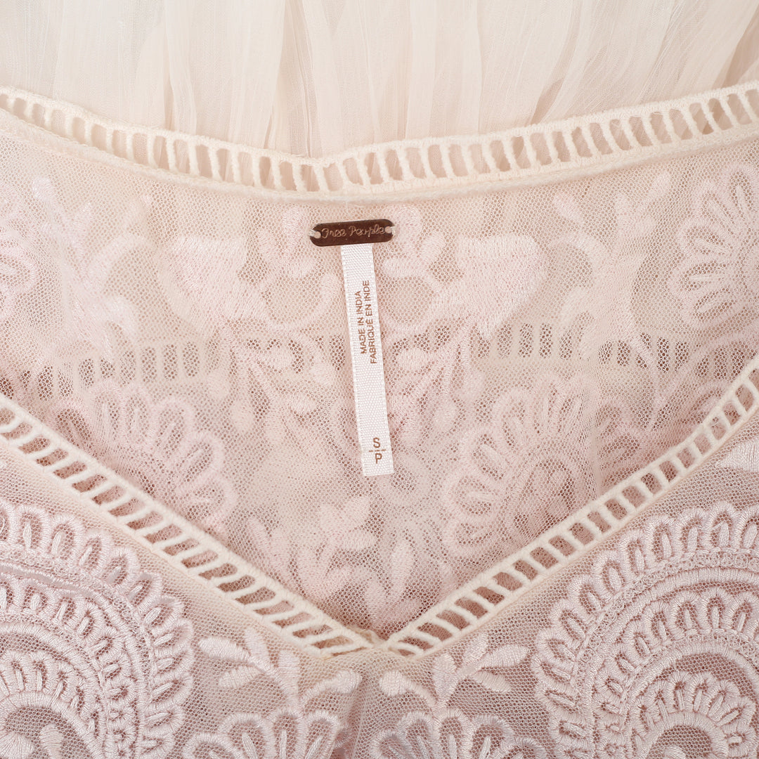 Free People Floral Embroidered Tunic Top