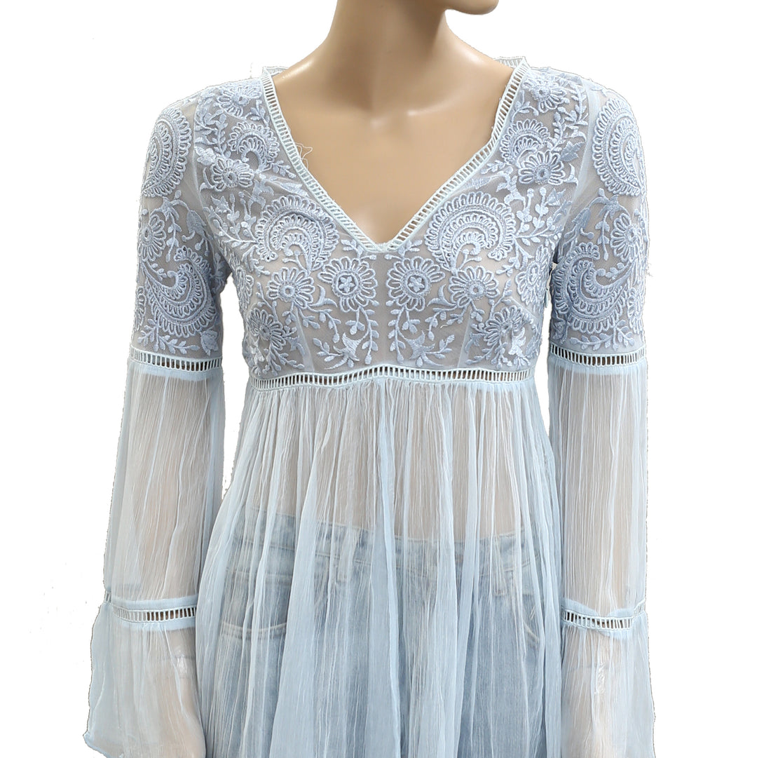 Free People Floral Embroidered Tunic Top