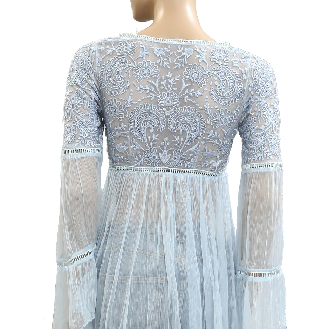 Free People Floral Embroidered Tunic Top