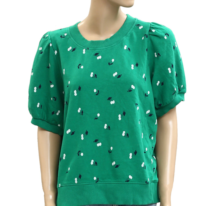 Maeve Anthropologie Puff-Sleeve Sweatshirt Tee Blouse Top