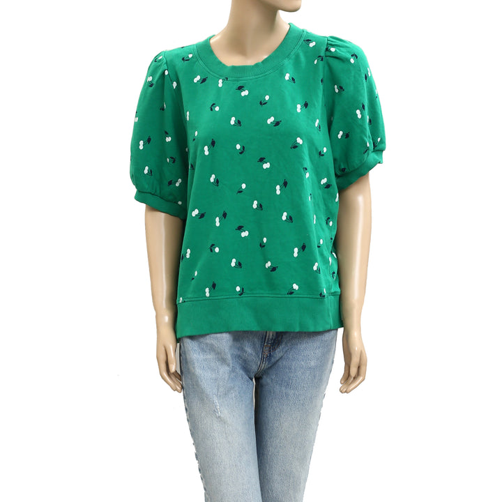 Maeve Anthropologie Puff-Sleeve Sweatshirt Tee Blouse Top