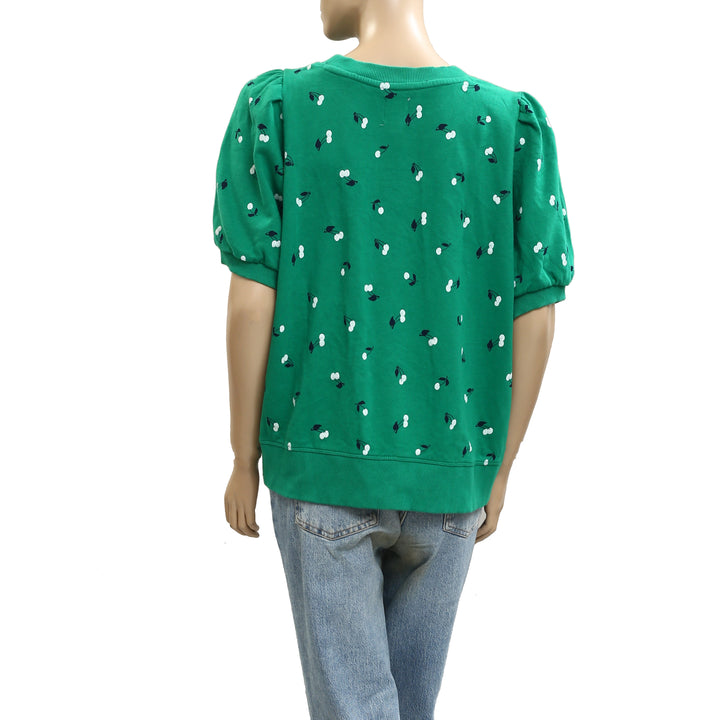 Maeve Anthropologie Puff-Sleeve Sweatshirt Tee Blouse Top