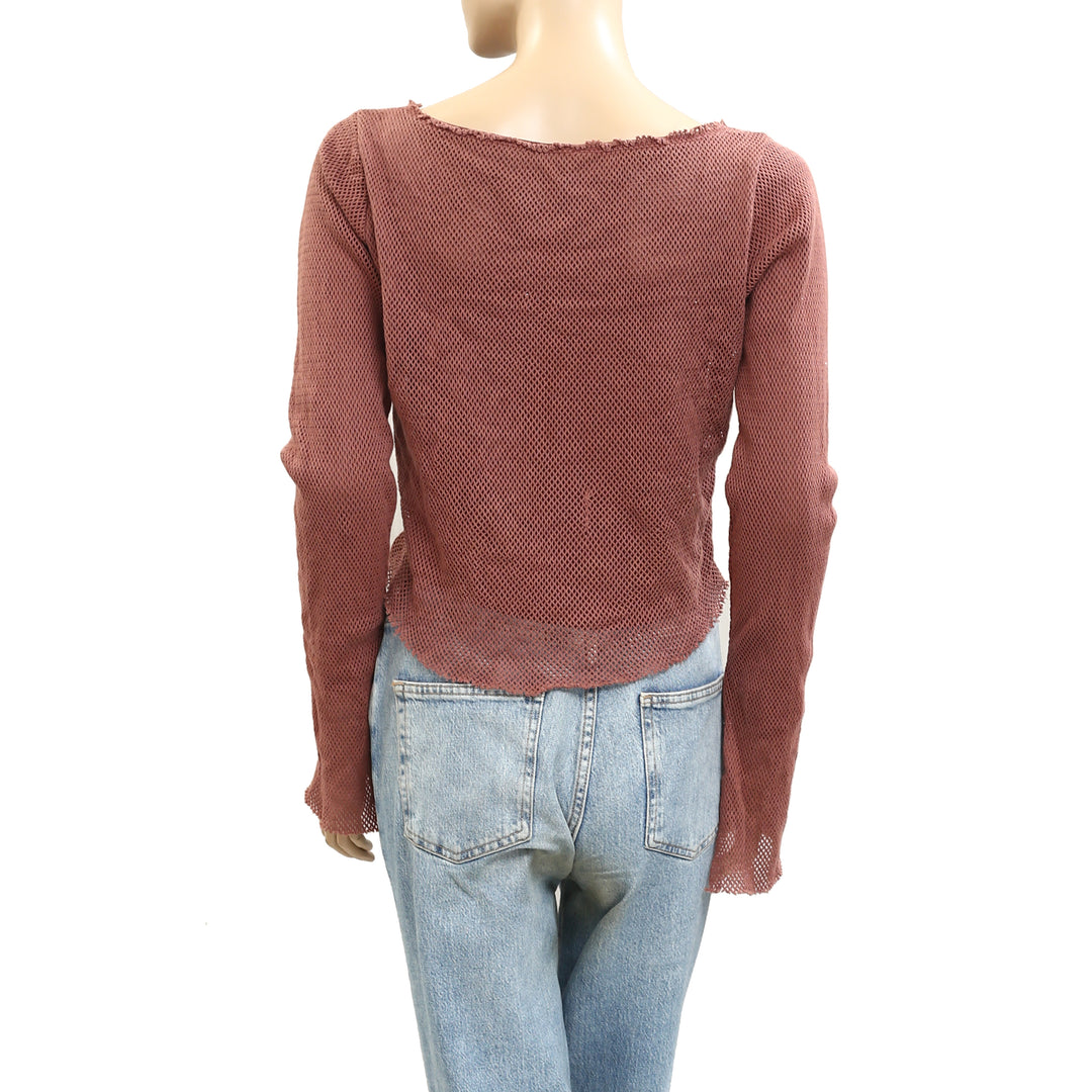 Free People Beau Mesh Layering Blouse Top