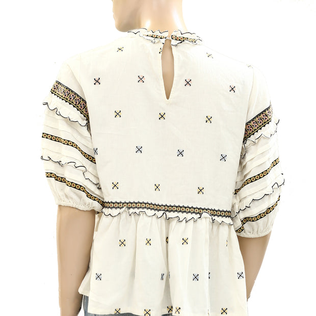 The Great. Floral Embroidered Blouse Top