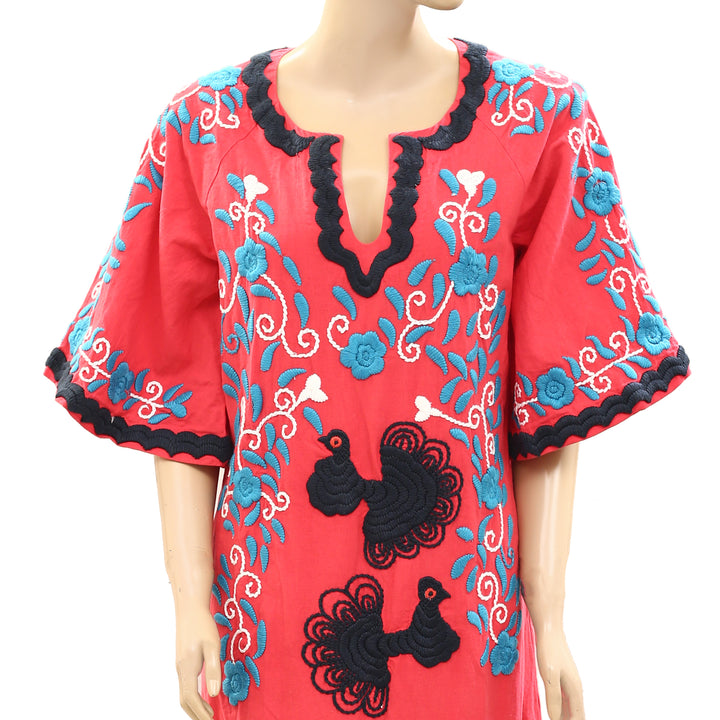 Frances Valentine Peacock Caftan Shift Midi Dress