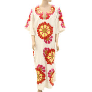 Frances Valentine Delightful Linen-blend Caftan Shift Midi Dress