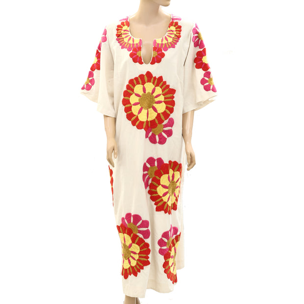 Frances Valentine Delightful Linen-blend Caftan Shift Midi Dress