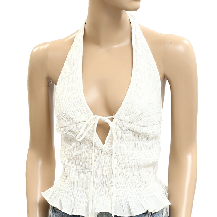 Free People Free-est Khloe Smocked Halter Blouse Top