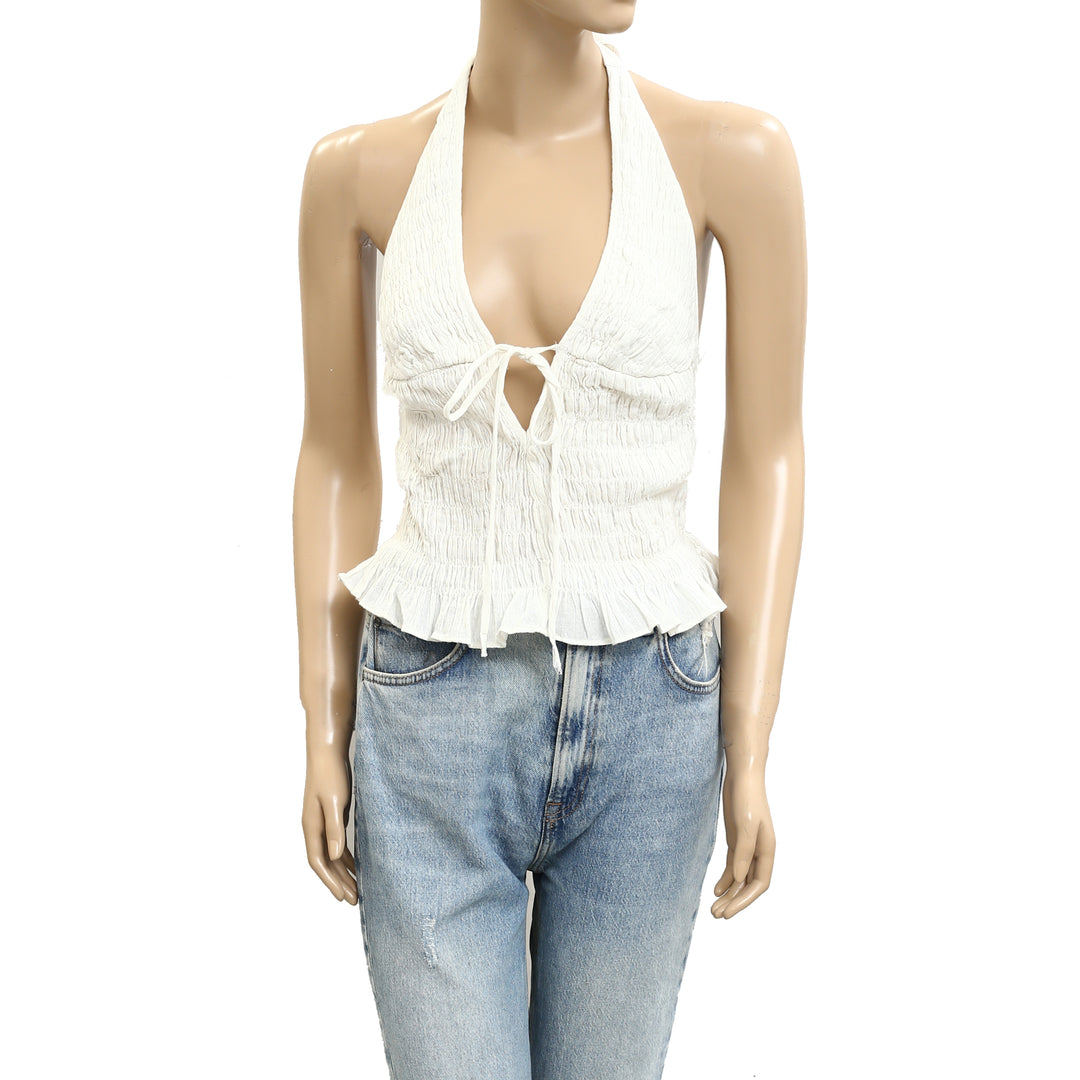 Free People Free-est Khloe Smocked Halter Blouse Top