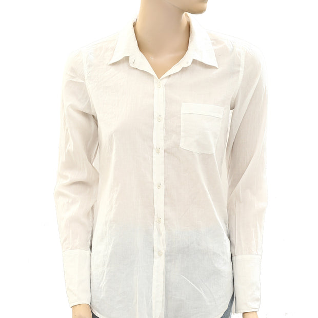 Nili Lotan Cotton Voile NL Buttondown Shirt Blouse Top