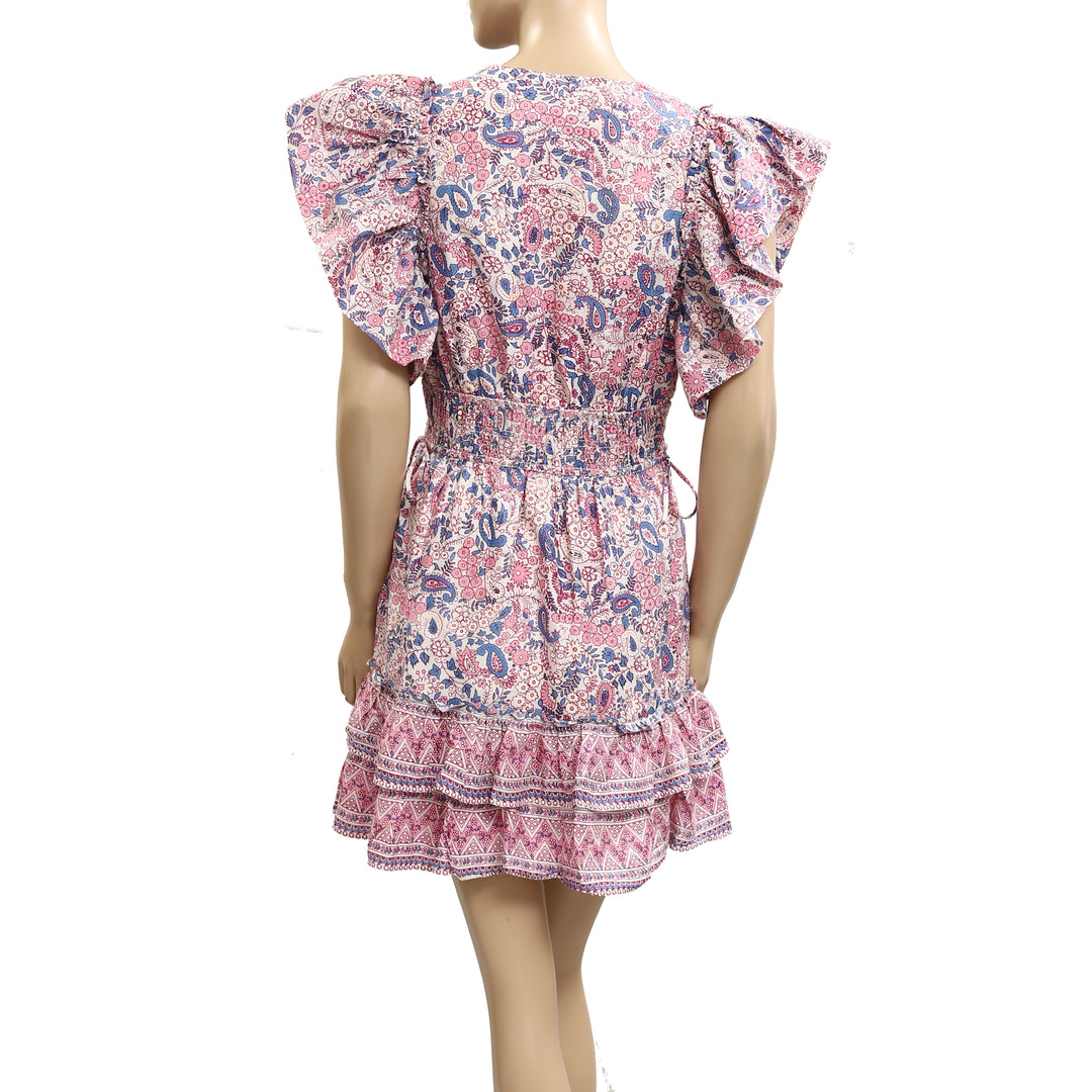 Saylor Anthropologie Floral Printed Ruffle Flutter Sleeve Mini