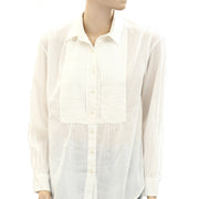 Nili Lotan Daniel Voile Tuxedo Pintucked Buttondown Tunic Shirt Top