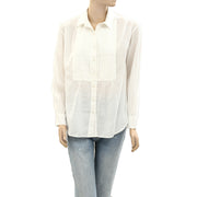 Nili Lotan Daniel Voile Tuxedo Pintucked Buttondown Tunic Shirt Top