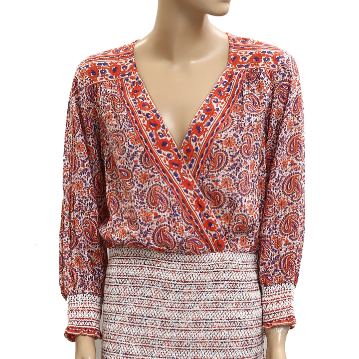 Veronica Beard Wrap Paisley Printed Mini Dress