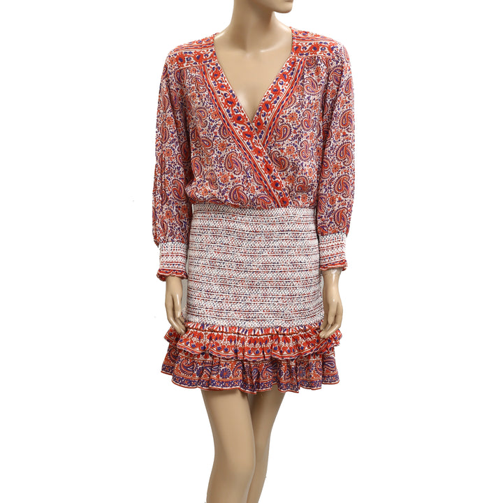 Veronica Beard Wrap Paisley Printed Mini Dress