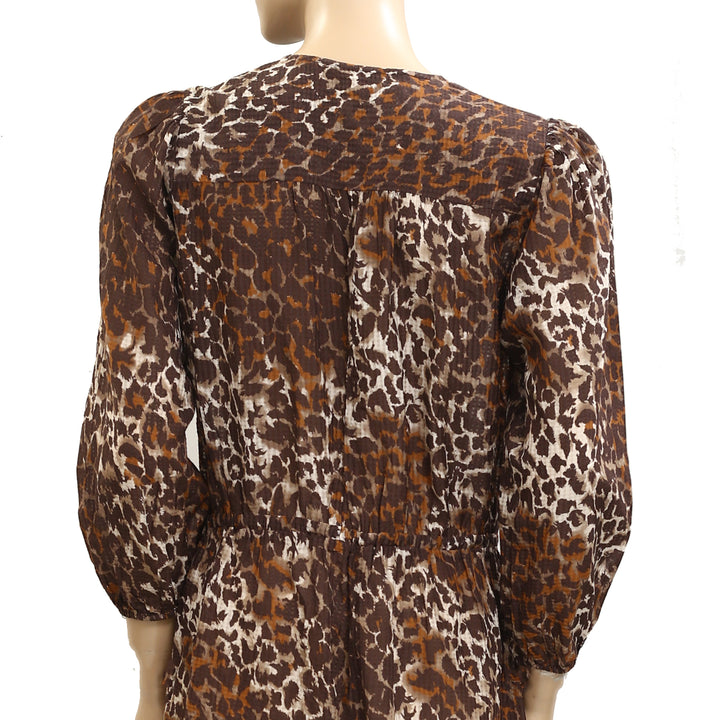 Veronica Beard Leopard Animal Printed Coraline Romper