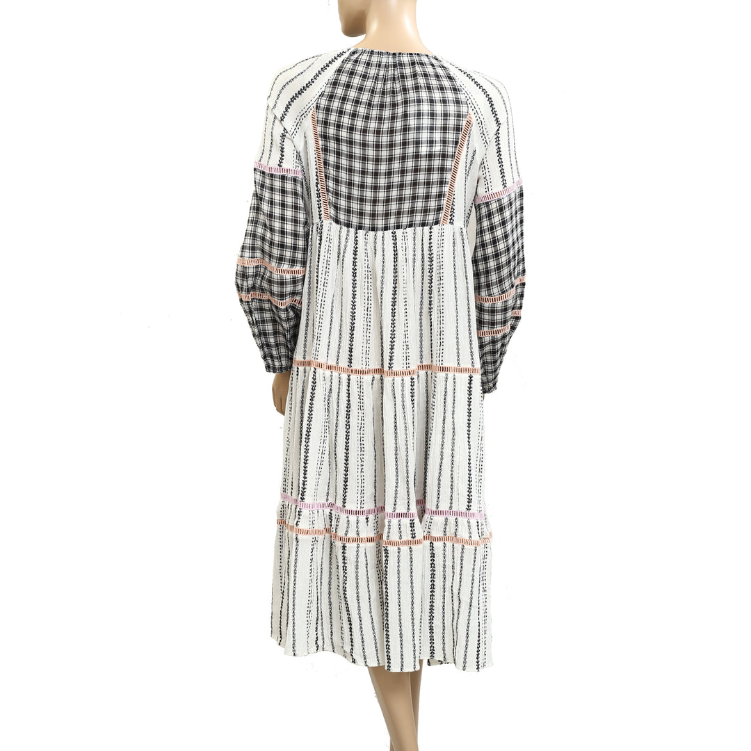 Veronica Beard Eileen Checked Cover-Up Midi Dress