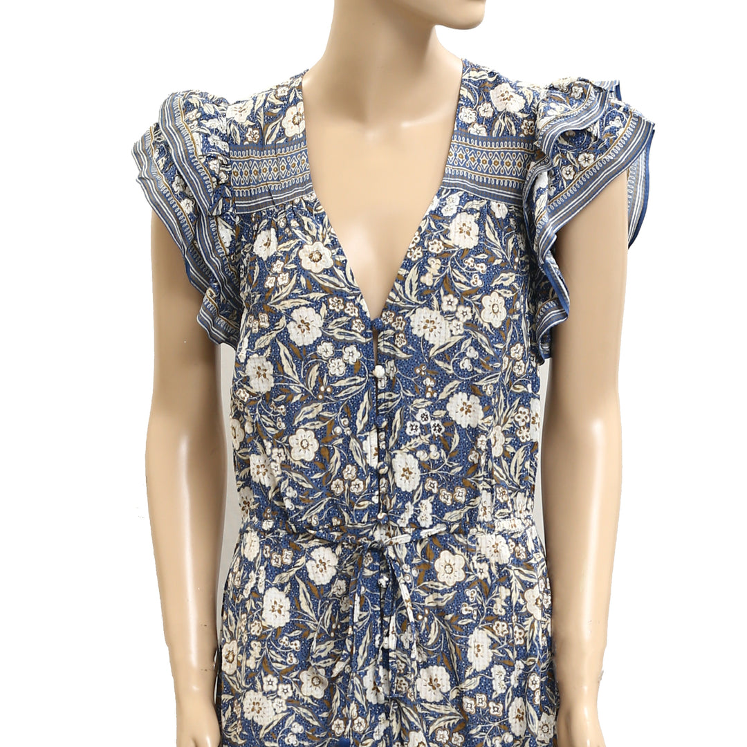 VERONICA BEARD Tinzia Floral Print Seersucker Midi Dress