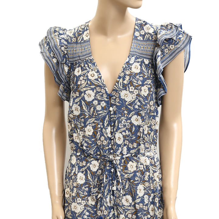 VERONICA BEARD Tinzia Floral Print Seersucker Midi Dress