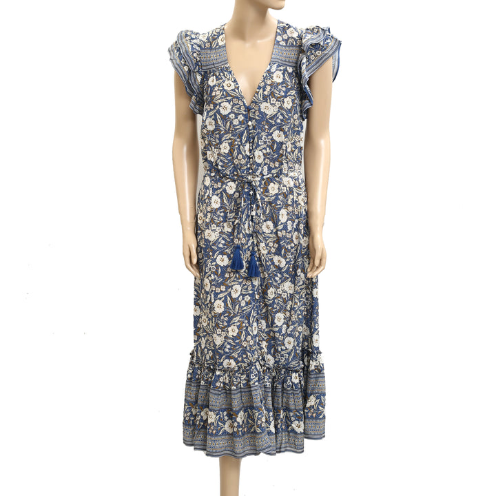 VERONICA BEARD Tinzia Floral Print Seersucker Midi Dress