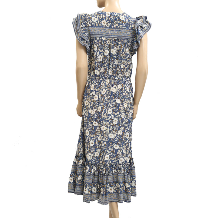 VERONICA BEARD Tinzia Floral Print Seersucker Midi Dress