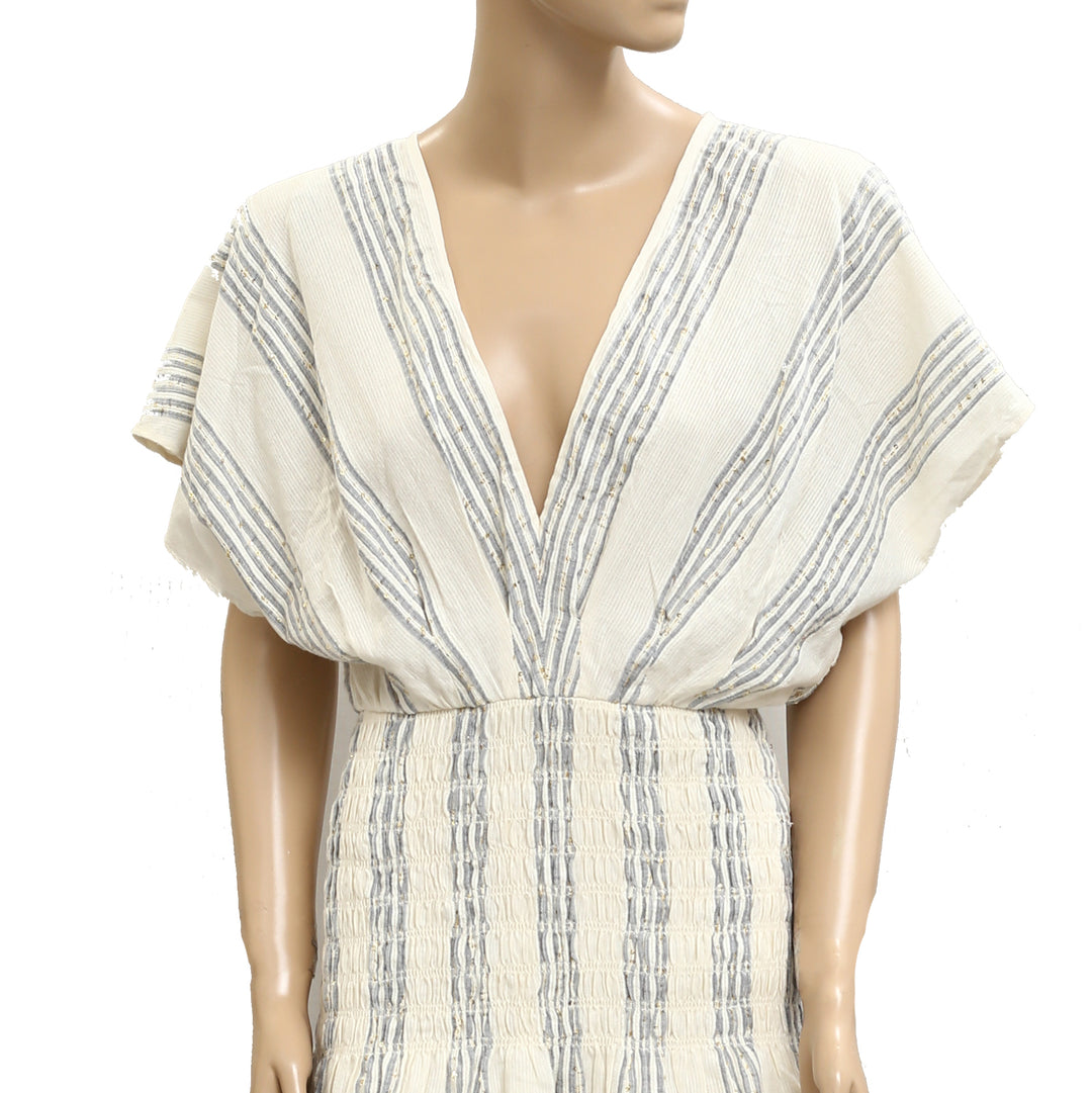 Saylor Anthropologie Astrud Woven Sequin Stripe Blouson Mini Dress