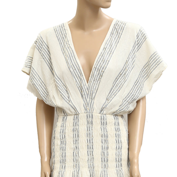 Saylor Anthropologie Astrud Woven Sequin Stripe Blouson Mini Dress