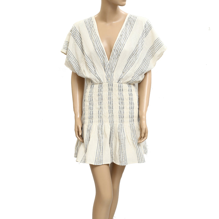 Saylor Anthropologie Astrud Woven Sequin Stripe Blouson Mini Dress